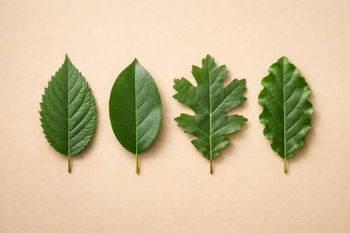 Editorial checklist image for leaf margin types showing visible clues and comparison notes.