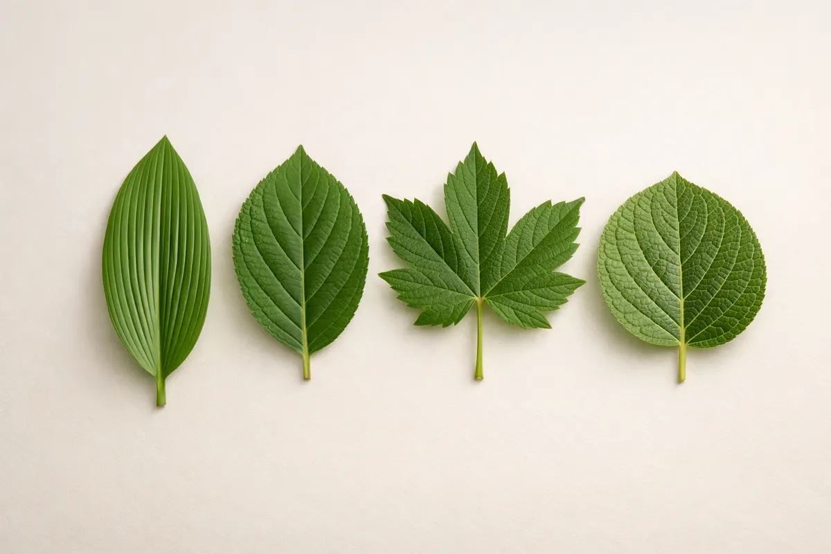 Editorial checklist image for leaf venation patterns showing visible clues and comparison notes.