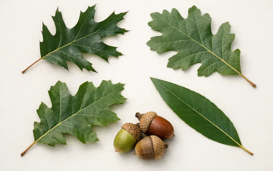 Oak Leaf Types: Lobes, Tips, Sinuses, and Acorn Clues visual support