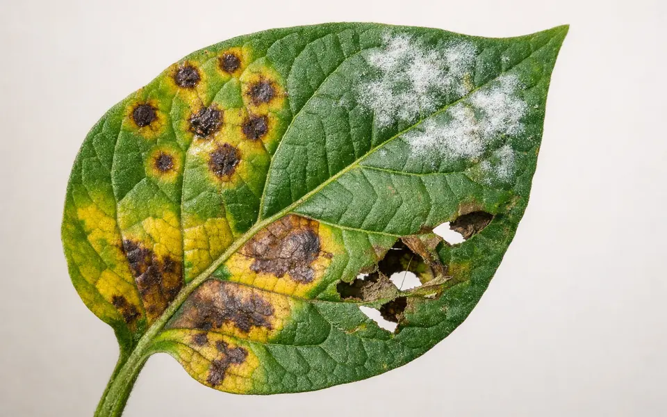 Close-up visual clues that help distinguish plant leaf diseases